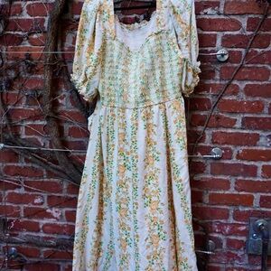 JessaKae Yellow Buttercup Floral Long Sleeve Rosalind Dress